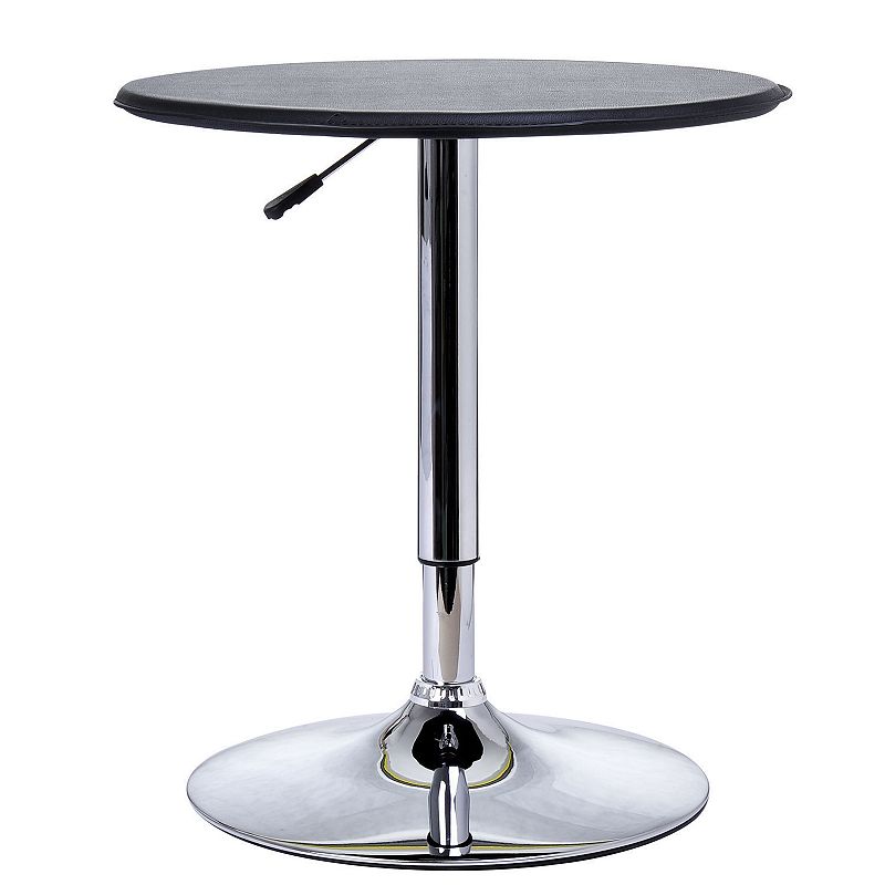 HOMCOM 25 Classic Round Adjustable Faux Leather Chrome Standing Bistro Table