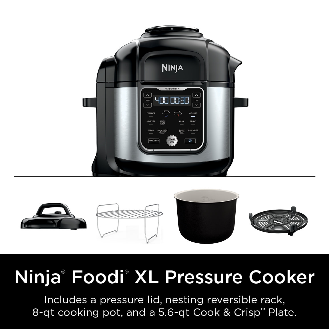 Ninja Foodi 10-in-1， 8 Quart XL Pressure Cooker Air Fryer Multicooker， OS401