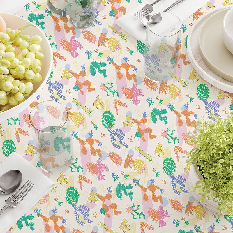 Round Tablecloth， 100% Cotton， 60 Round， Bright Desert Pattern