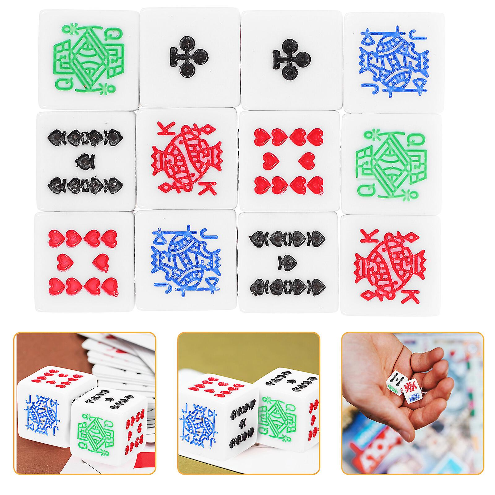 12pcs Poker Dices Ktv Pub Dice Prop Funny Game Dices 6-sided Poker Dices