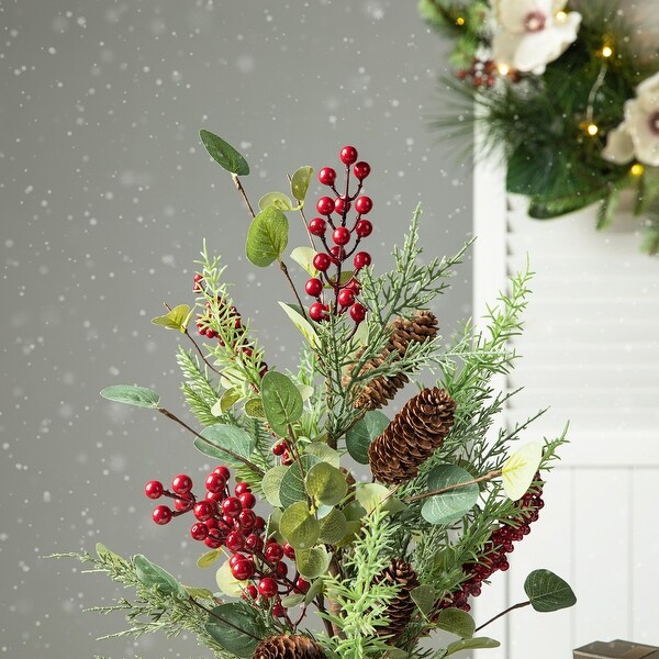 Glitzhome 20H Christmas Floral Table Tree Decor