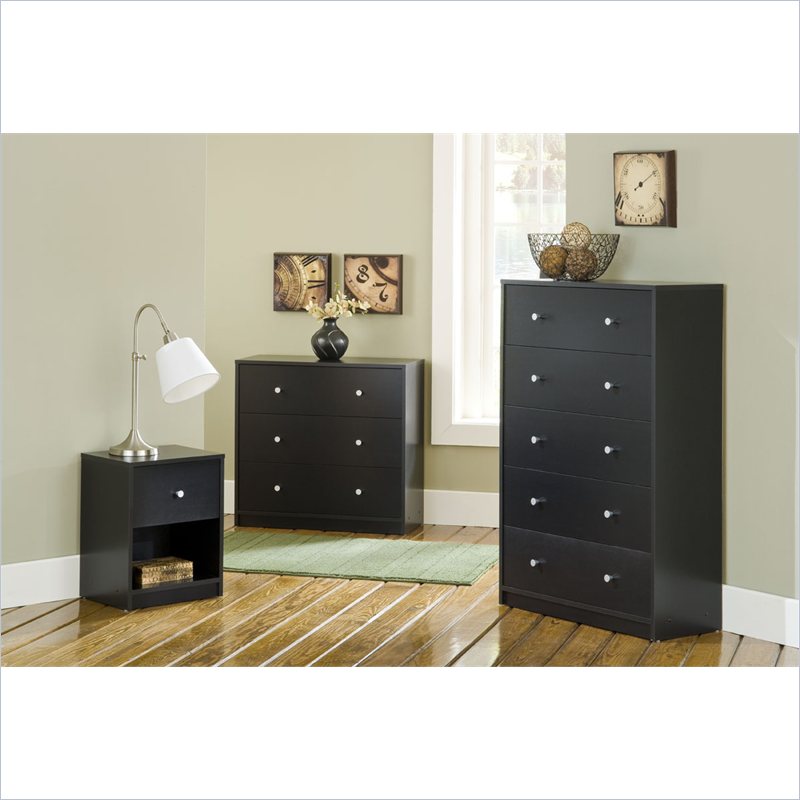 Atlin Designs 1 Drawer Nightstand in Black