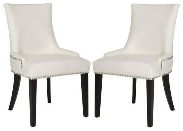 De De 19 quotH Dining Chair  Set of 2  Silver Nail Heads White Leather   Transitional   Dining Chairs   by V.S.D Furniture  Houzz