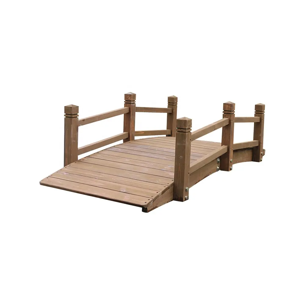 Chinese manufacturer supply wooden garden bridges brown strong garden wooden bridge