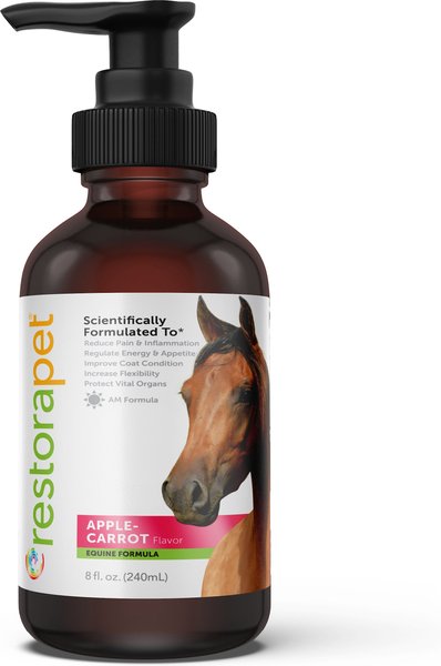 RestoraPet Equine Formula Apple-Carrot Flavor Horse Supplement， 8-oz bottle