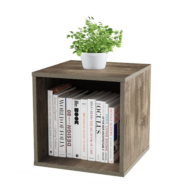 End Table Stackable Contemporary Minimalist Modular Cube Accent Table Or Shadowbox For Living Room Or Office By Hastings Home gray