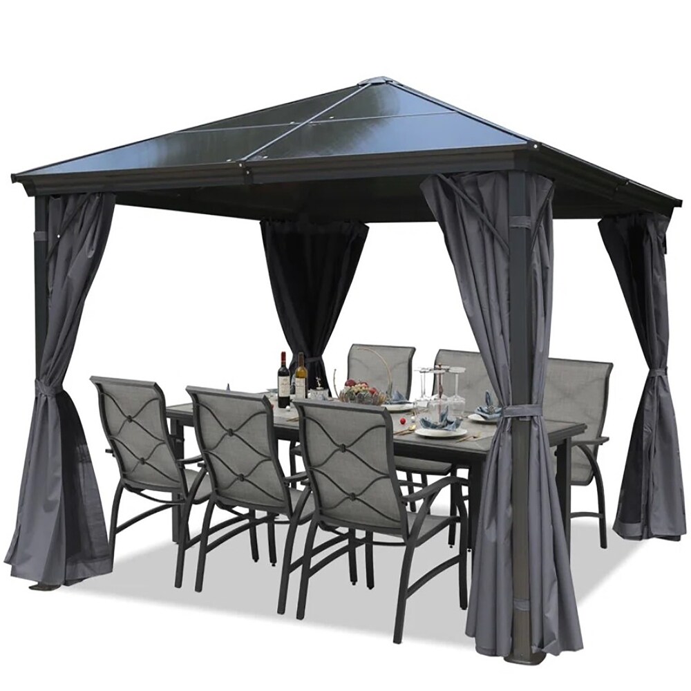 ABCCANOPY Hardtop Patio Gazebo with Netting and Curtains