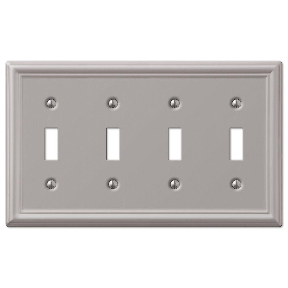 AMERELLE Ascher 4 Gang Toggle Steel Wall Plate - Brushed Nickel 149T4BN