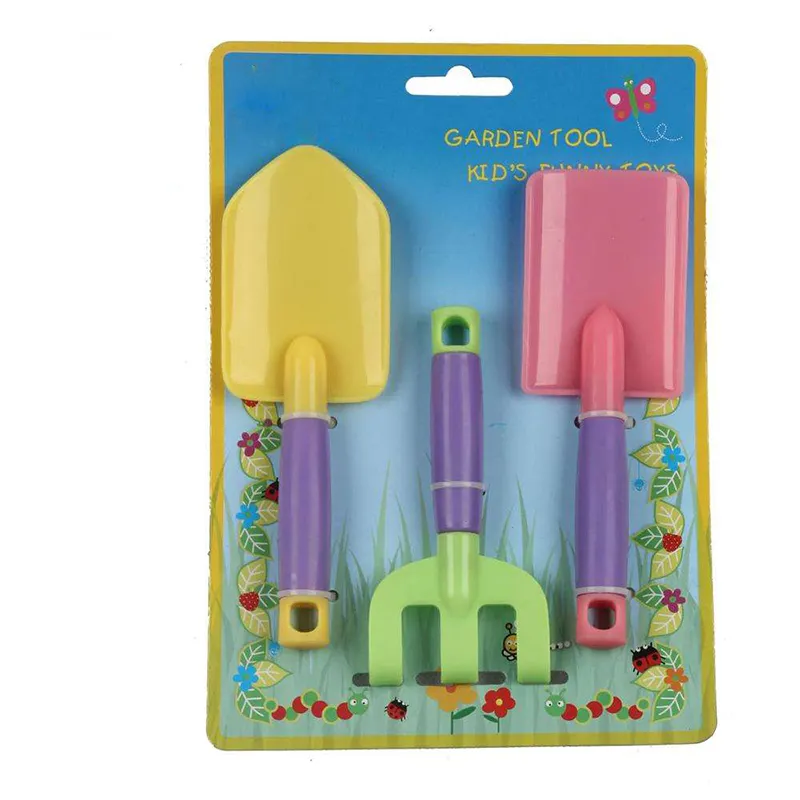 Multi Color 3 Pcs Kids Garden Tool Set  Rake And Shovel Hand Plastic Garden Tool Set