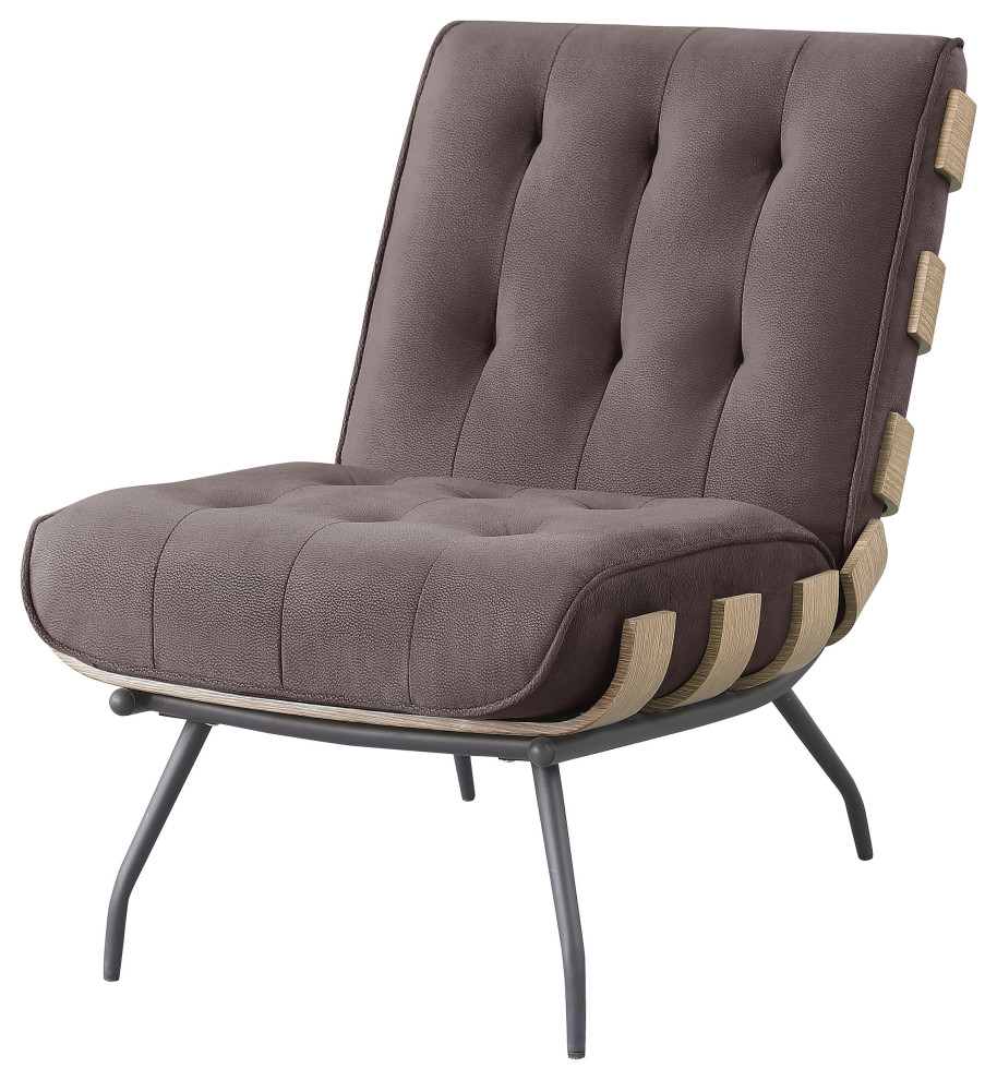 Aloma Armless Tufted Accent Chair Dark Brown   Modern   Armchairs And Accent Chairs   by Modon  Houzz