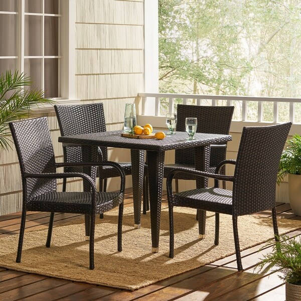 Outdoor Delani 5piece Wicker Dining Set by Christopher Knight Home