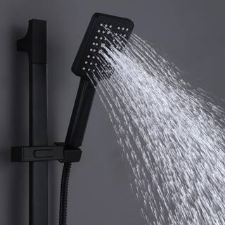 Tomfaucet 3-Spray Wall Mount Handheld Shower Head 1.5 GPM in Square Matte Black TFB0890MB