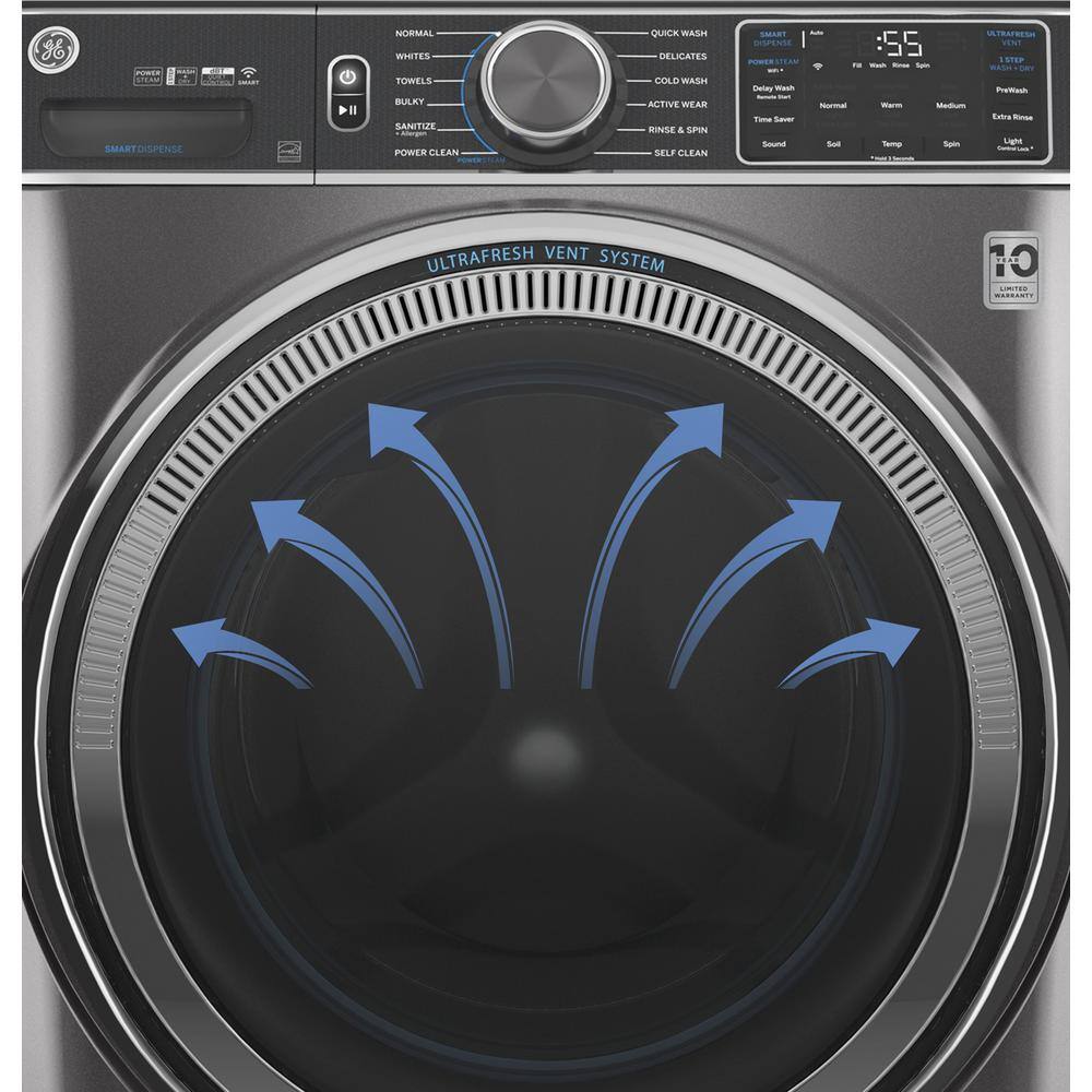 GE 7.8 cu. ft. Smart Front Load Gas Dryer in White with Sanitize Cycle ENERGY STAR GFD55GSSNWW