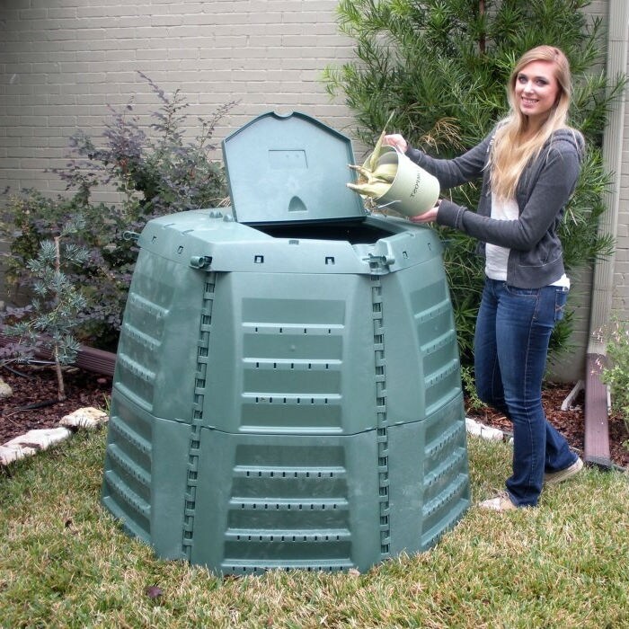 Green Recycled Plastic 267 Gallon Compost Bin for Home Composting   40L x 40W x 40H in.