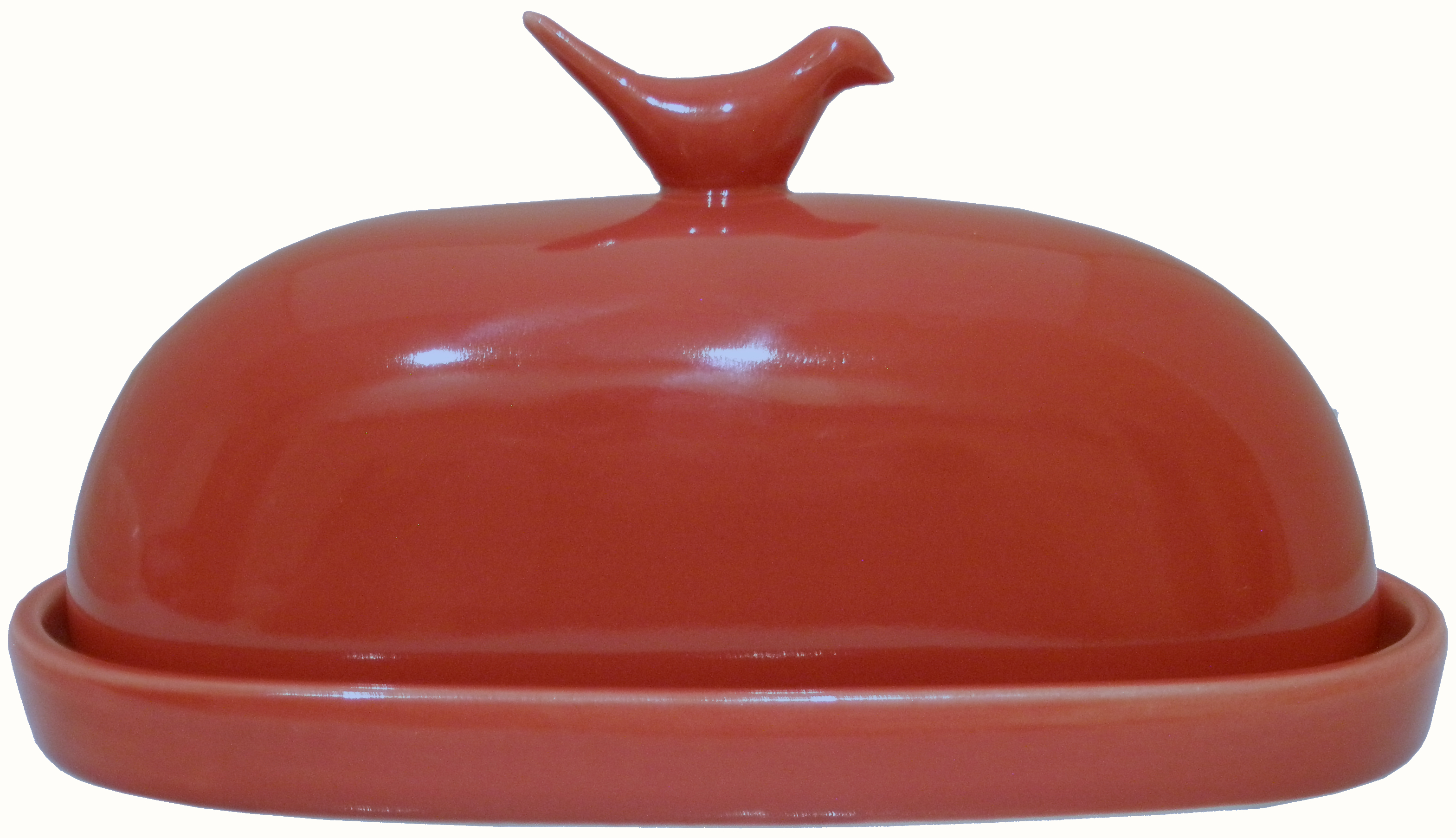 JBK Pottery Hummingbird Butter Dish - Red