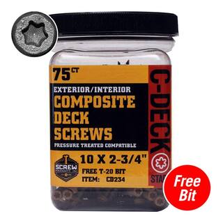 DeckLok #10 x 2-34 in. Star Drive Self-Countersinking Flat Head ACQ Compatible Rustic Bark Composite Deck Screws (75 per Pack) CD234RB75