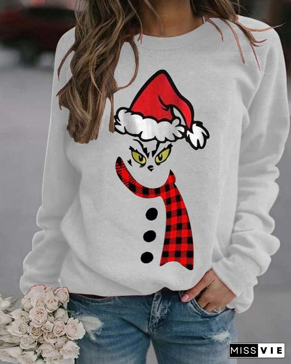 Christmas Print Long Sleeves Casual Daily Sweatshirts