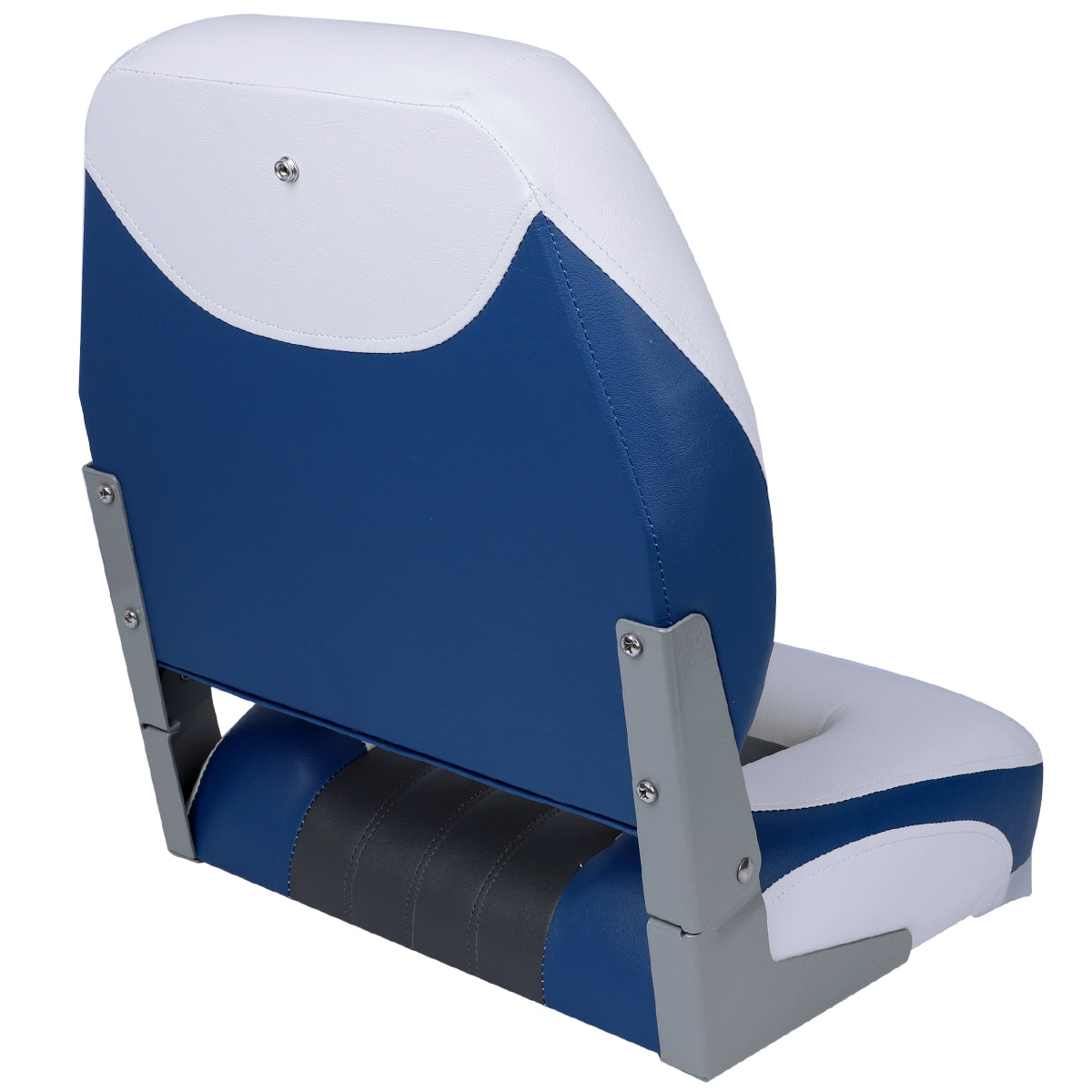 NORTHCAPTAIN Deluxe White/Charcoal/Pacific Blue Red Low Back Folding Boat Seat， 2 Seats