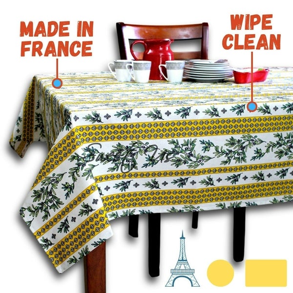 Wipeable Tablecloth Spill Resistant French Fleur Oliviers Collection