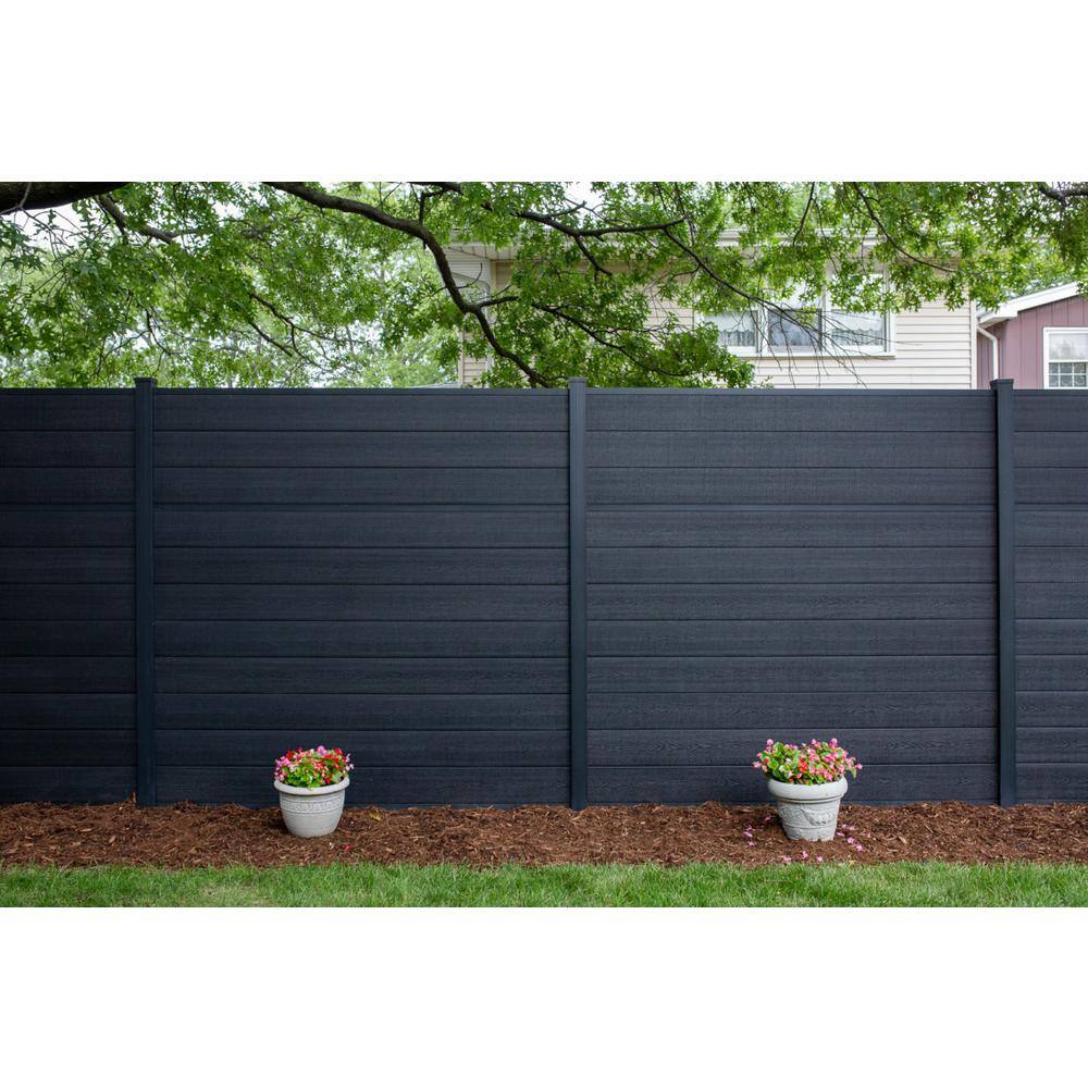 Slipfence Composite 6 ft. H x 6 ft. W x 1 in. Thick Charcoal Very Dark Grey Composite Tongue and Groove Horizontal Fence Panel SF2-HCPC6