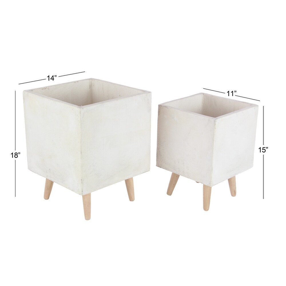 White Light Grey or Grey Fiber Clay Boho Modern Planter Pot (Set of 2)   S/2 15\