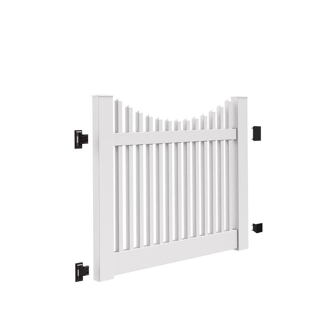 Barrette Outdoor Living Yukon Scallop 5 ft. W x 4 ft. H White Vinyl Un-Assembled Fence Gate 73014750