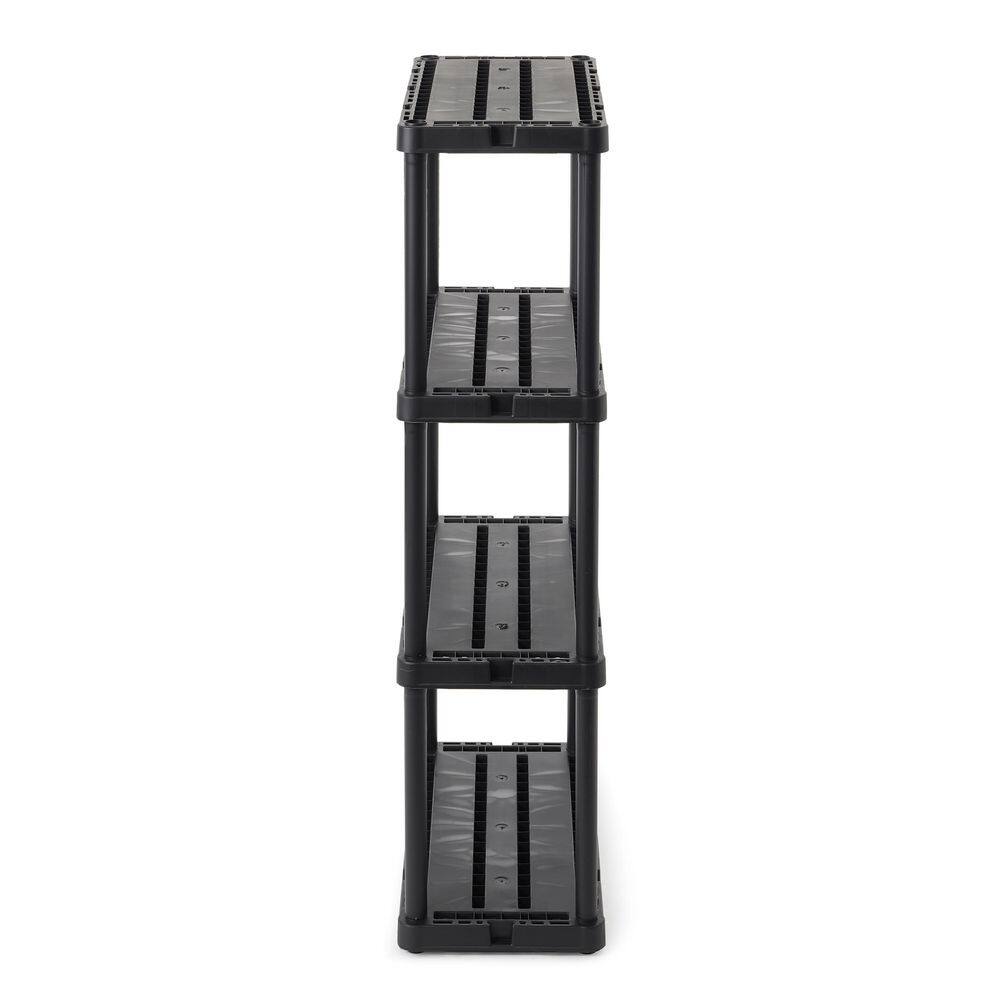 GRACIOUS LIVING 4 Shelf Knect-A-Shelf Solid Light Duty Storage Unit Black 2 Pck 2 x 91089-1C