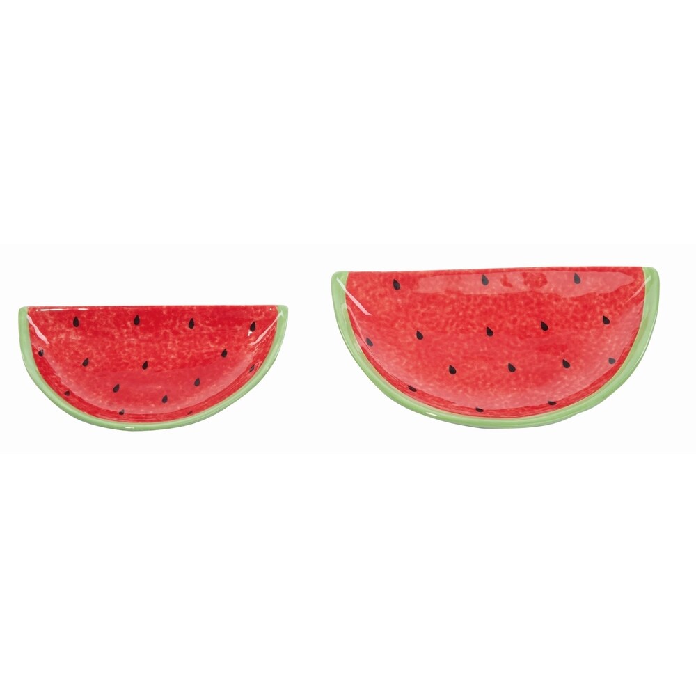 Transpac Dolomite Red Spring Watermelon Plates Set of 2