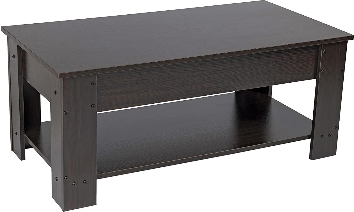 Elegainz Lift Top Coffee Table with Hidden Compartment and Storage Shelf in Black or Espresso