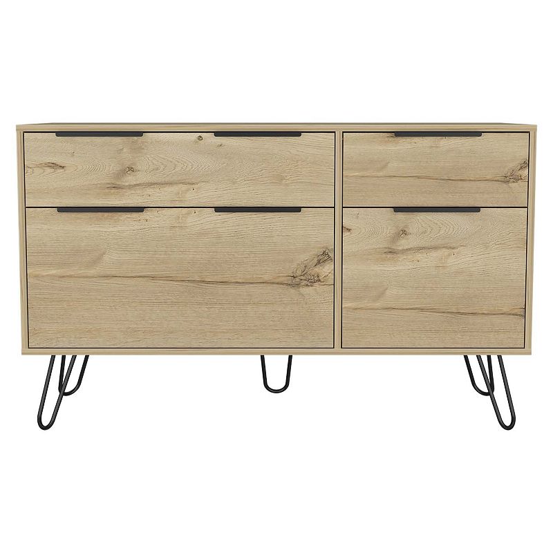 Monaco Double Dresser， Four Drawers， Superior Top， Hairpin Legs