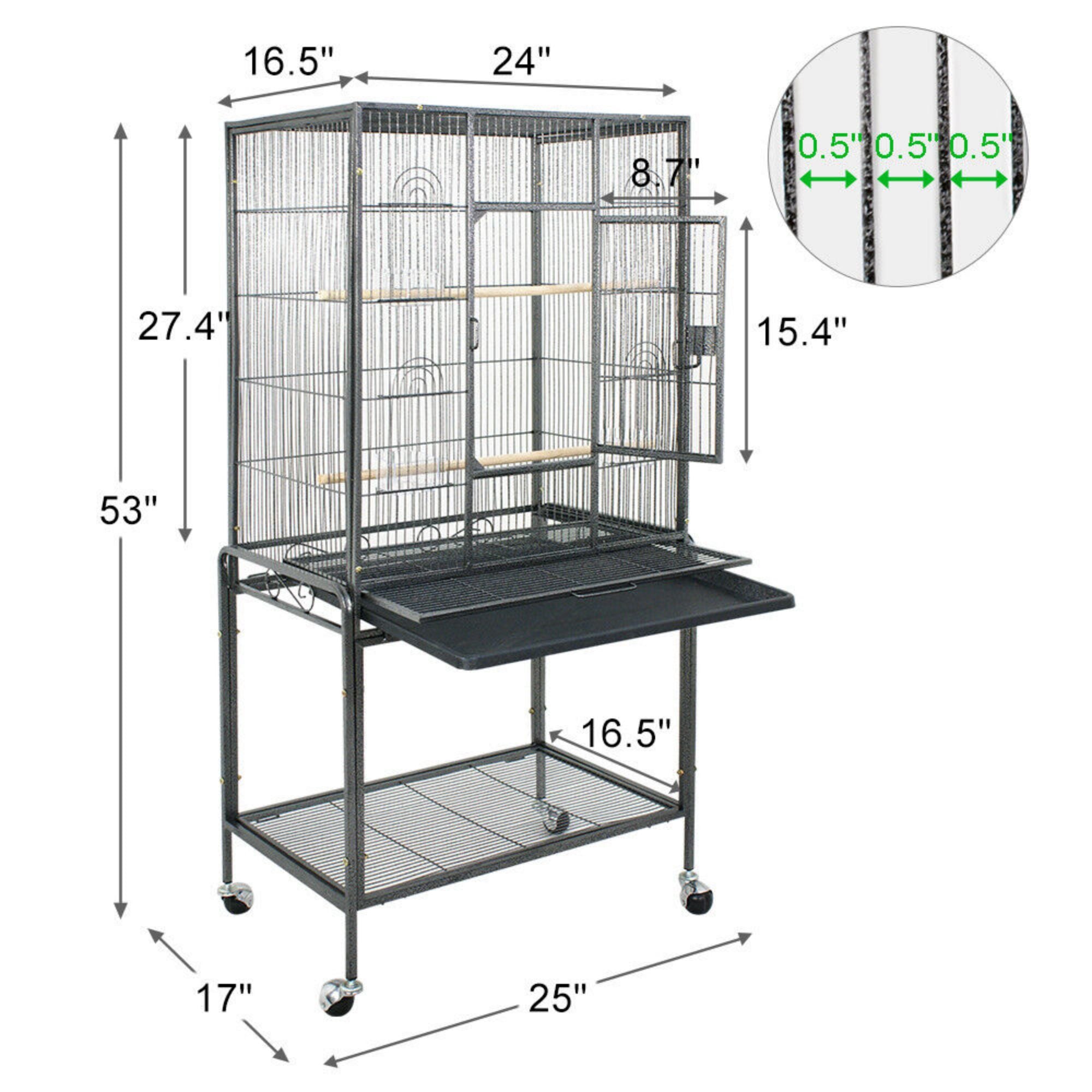 KingShop Bird Parrot Cage Chinchilla Cockatiel Conure Large Cockatiel House Metal Wheels