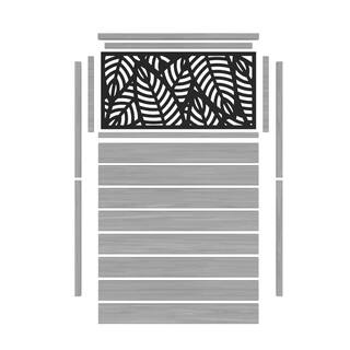 Barrette Outdoor Living 6 ft. x 4 ft. Driftwood Vinyl Fence with Sanibel Black Decorative Screen 73032565