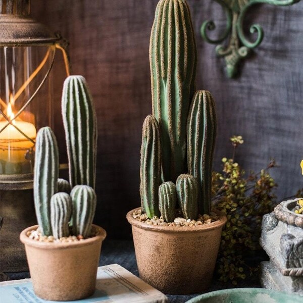 RusticReach Artificial Cactus in Brown Pot