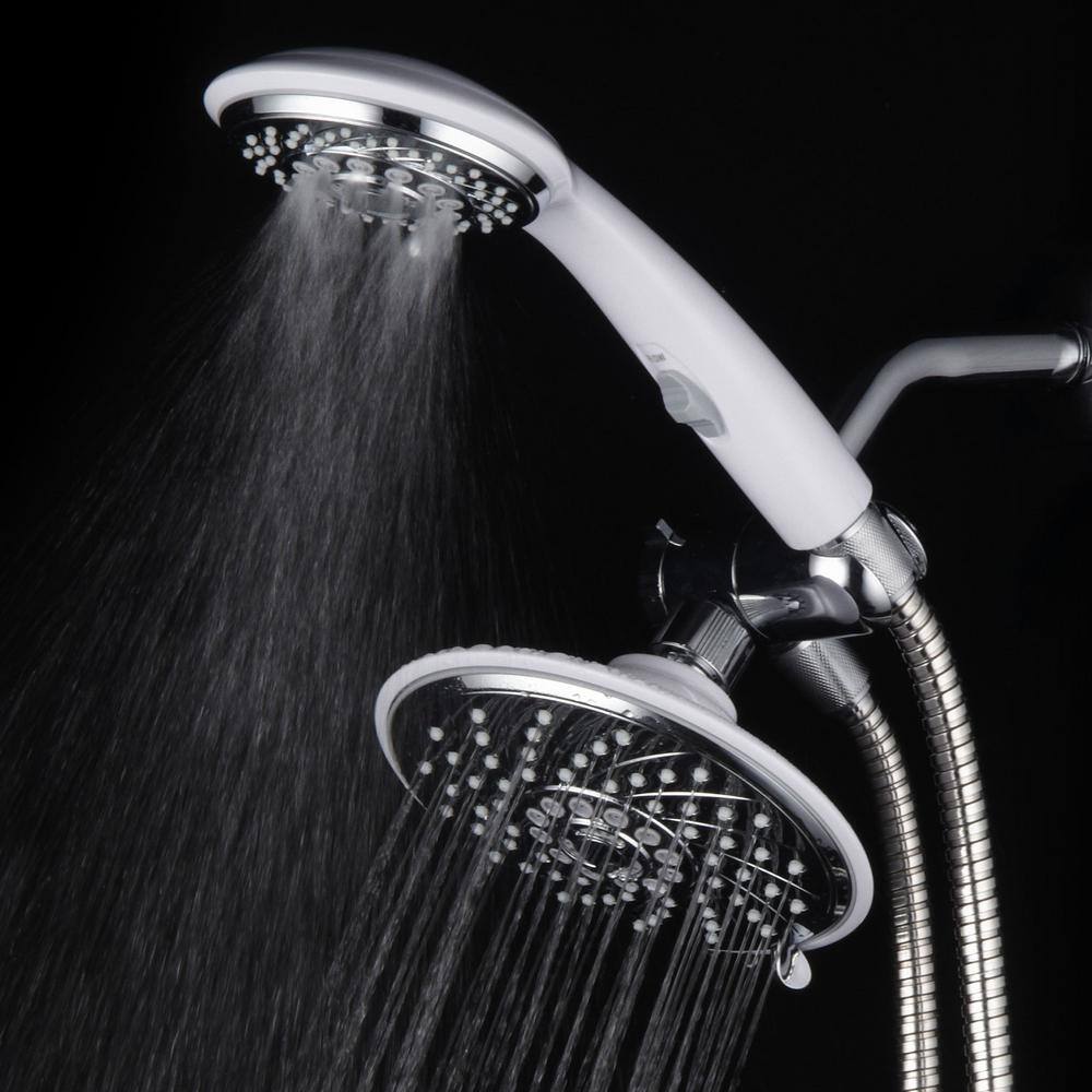 Hotel Spa 30-spray 6 in. Dual Shower Head and Handheld Shower Head with Waterfall in Chrome 21830