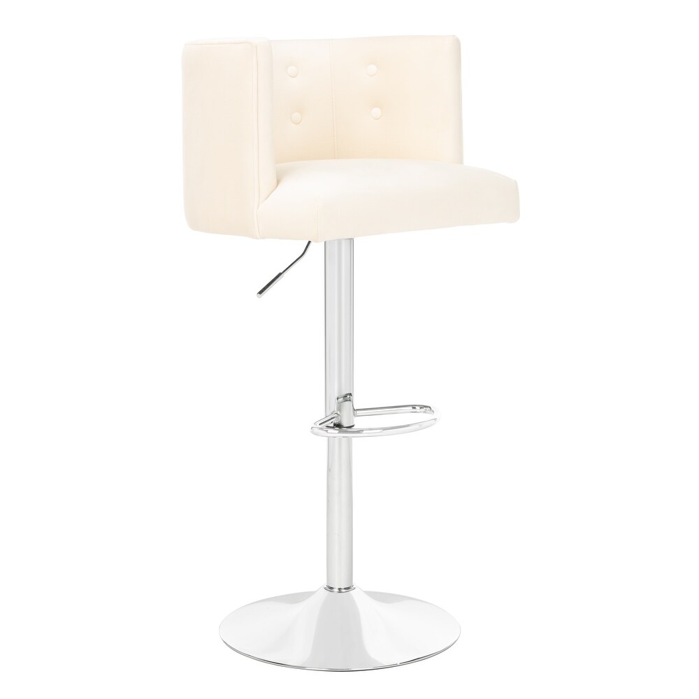 SAFAVIEH Couture Zayna Velvet/ Chrome Adjustable Bar Stool   21.3\