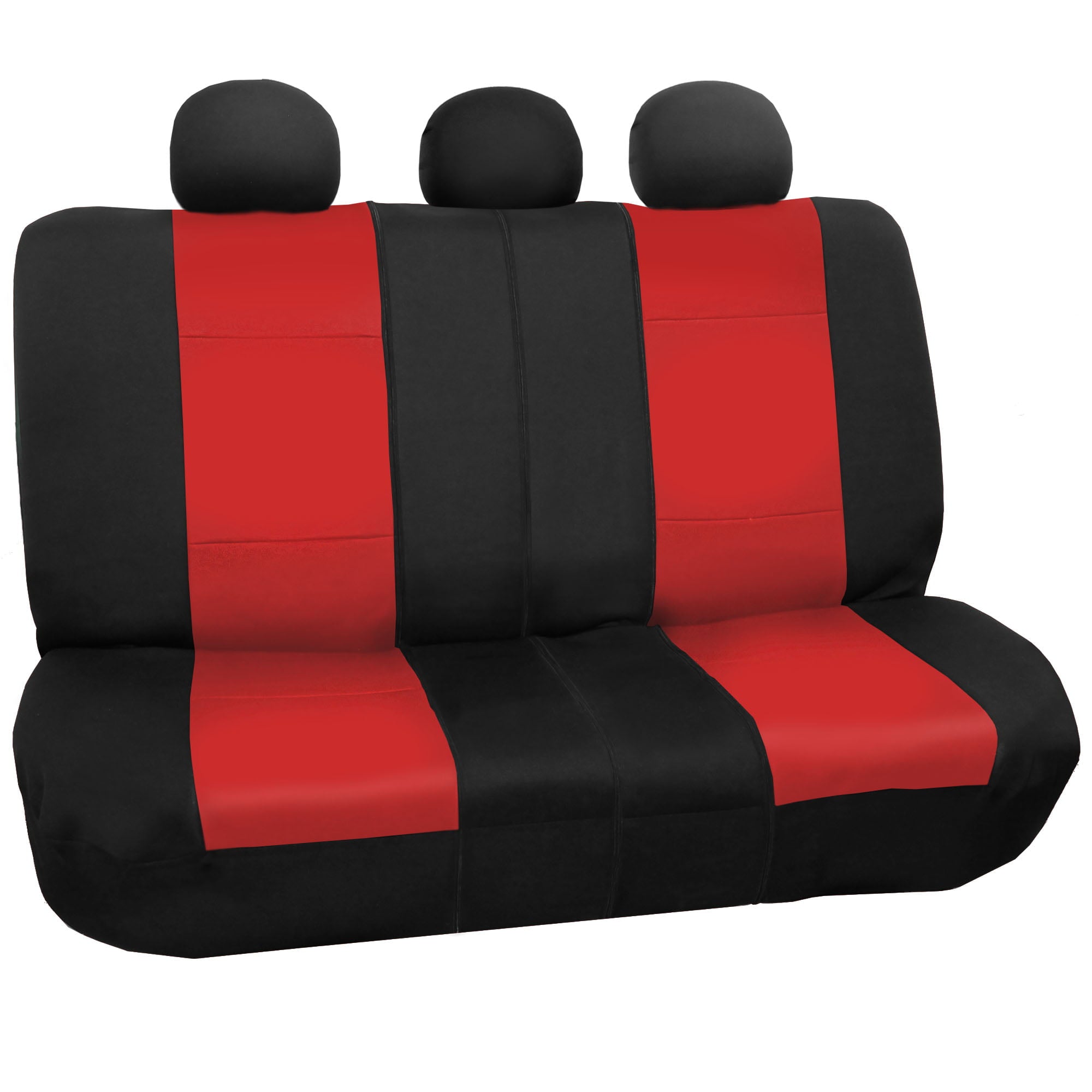 FH Group Neoprene 3 Row Car Seat Covers For SUV VAN TRUCK， Airbag Compatible Split Bench 8 Seaters， Red Black