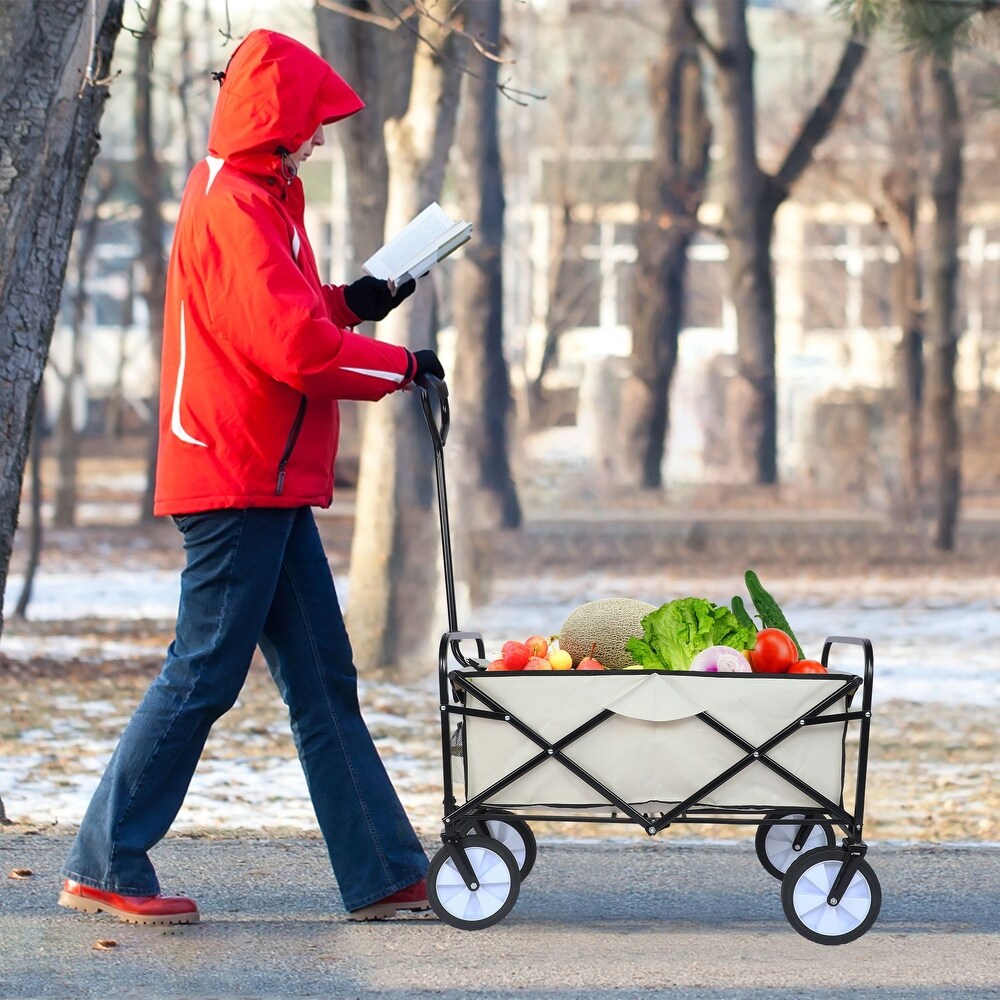 Foldable Utility Wagons Folding Cart 200 lbs Capacity for Outdoor Use