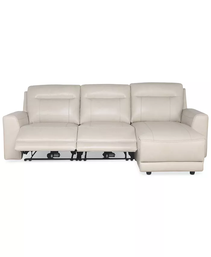 Macy's CLOSEOUT! Blairemoore 3-Pc. Leather Sofa with Power Chaise and 2 Power Recliners