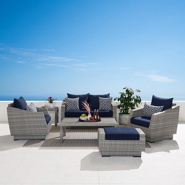 Cannes 6 Piece Sunbrella Outdoor Patio Love and Club Seating Set