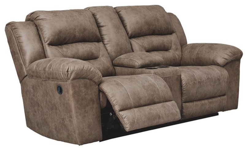 Signature Design by Ashley Stoneland Reclining Loveseat in Chocolate   Contemporary   Loveseats   by Homesquare  Houzz