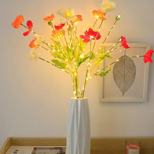 3PCS Flower Design Decoration Light Modern Plastic Fake Flower Design Decorative Light For Home Decoration