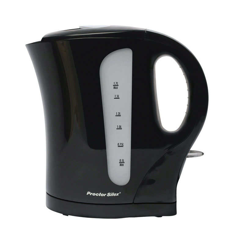 Proctor Silex Black Glass/Plastic 1.7 L Electric Tea Kettle