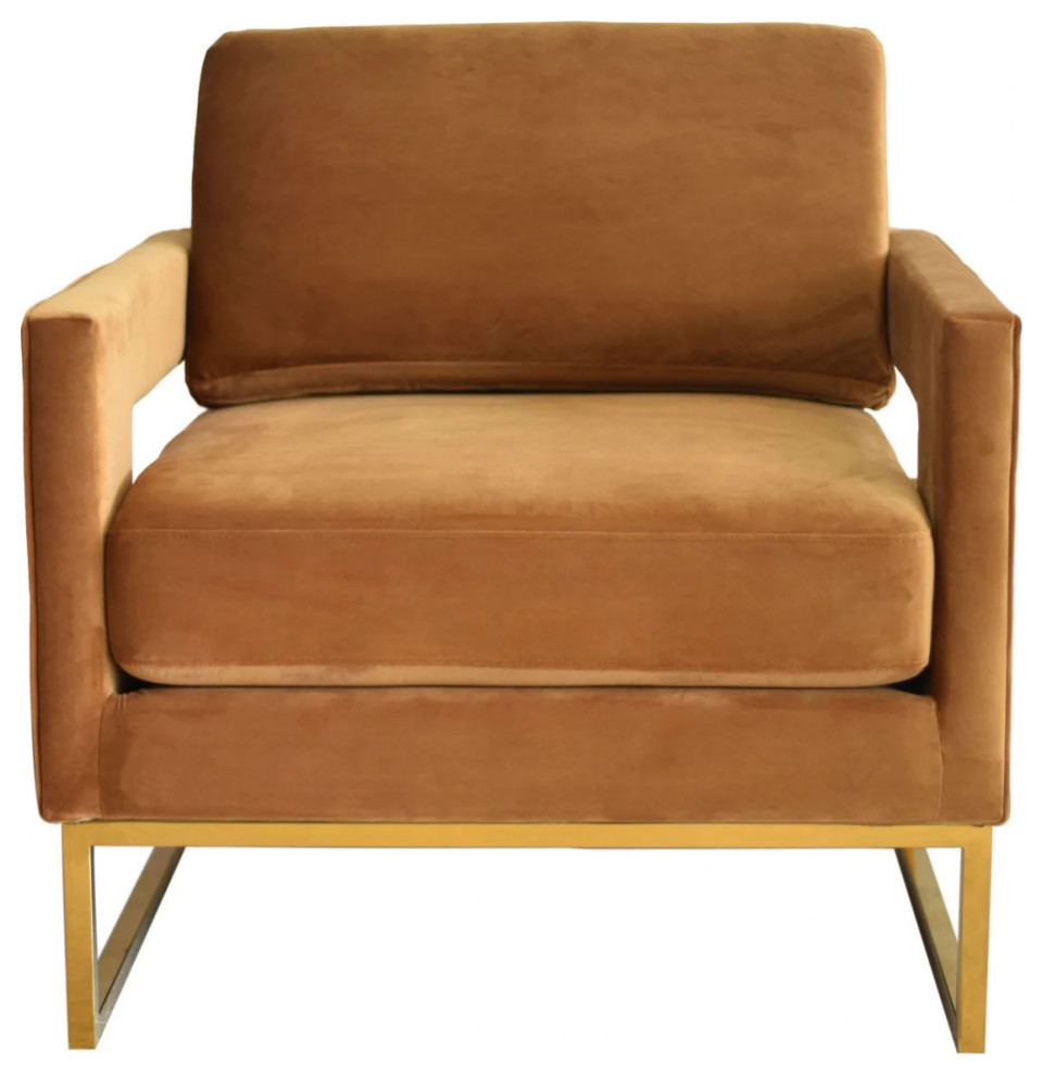 Tina Camel Velvet  ampGold Accent Chair   Contemporary   Armchairs And Accent Chairs   by V.S.D Furniture  Houzz