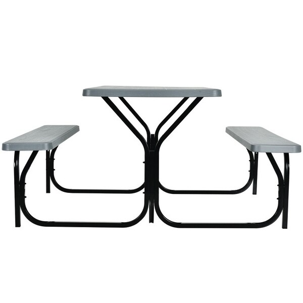 HDPE Outdoor Picnic Table Bench Set with Metal Base