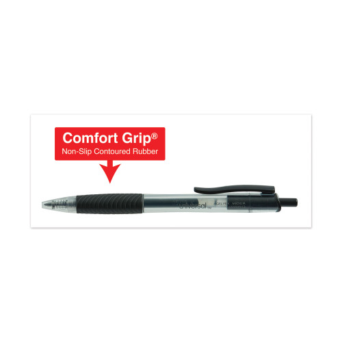 Universal Comfort Grip Retractable Gel Pen， 0.7mm， Black Ink， Smoke Barrel， Dozen (39912)