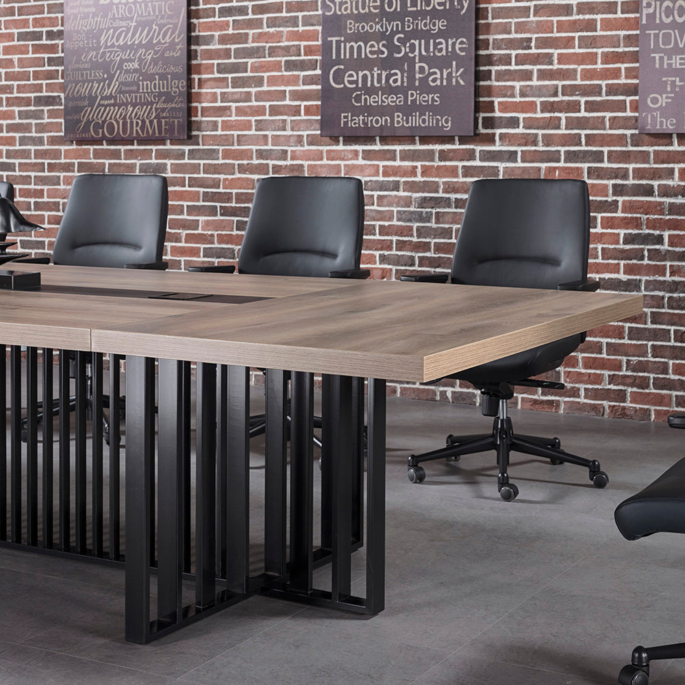 VIDAL Boardroom Table 3.0cm x 1.2m - Warm Oak & Black