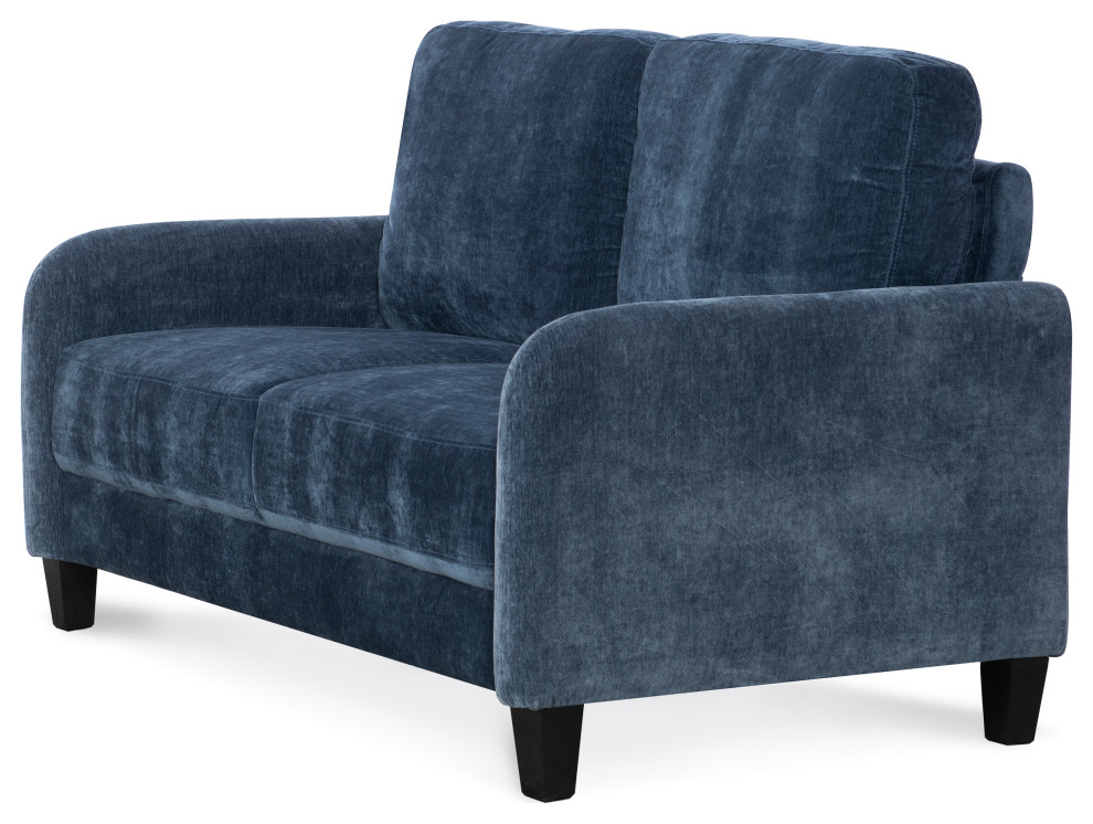 Everly Blue Velvet Loveseat   Transitional   Loveseats   by Legacy Classic  Houzz