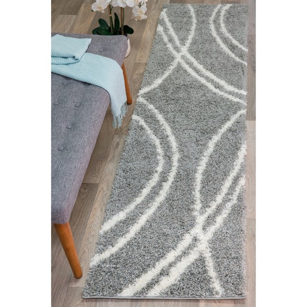 World Rug Gallery Soft Cozy Contemporary Stripe Indoor Shag Area Rug