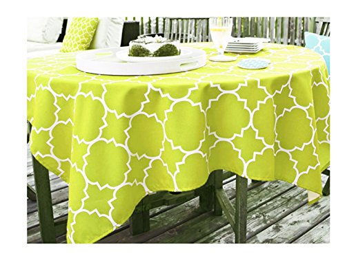 Harman Home Panama Tile Pattern Fabric Zippered Umbrella Tablecloth (70 Round Umbrella, Green)