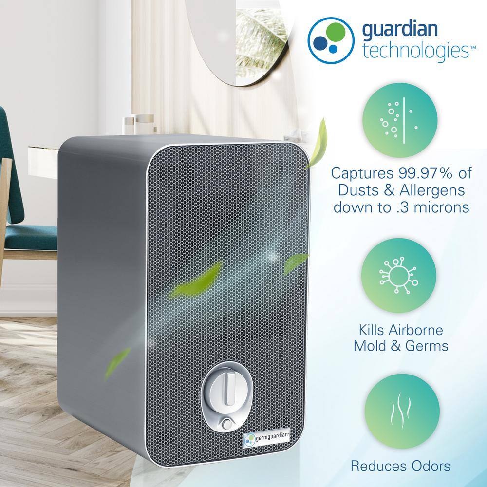 GermGuardian 4-in-1 Tabletop Air Purifier with HEPA filter UV Sanitizer for Small Rooms Grey AC4100